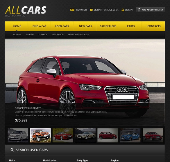 Free Auto Dealer Website Template Printable Templates